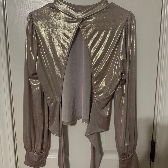 Lush Shiny Gold Blouse - Picture 2 of 2